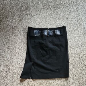 Elegant Black Skirt with Belt Detail